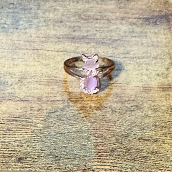 Sterling Silver 925 Faceted Rose Quartz & Pink Cubic Zirconia Ring Size 6.75 - Picture 1 of 3